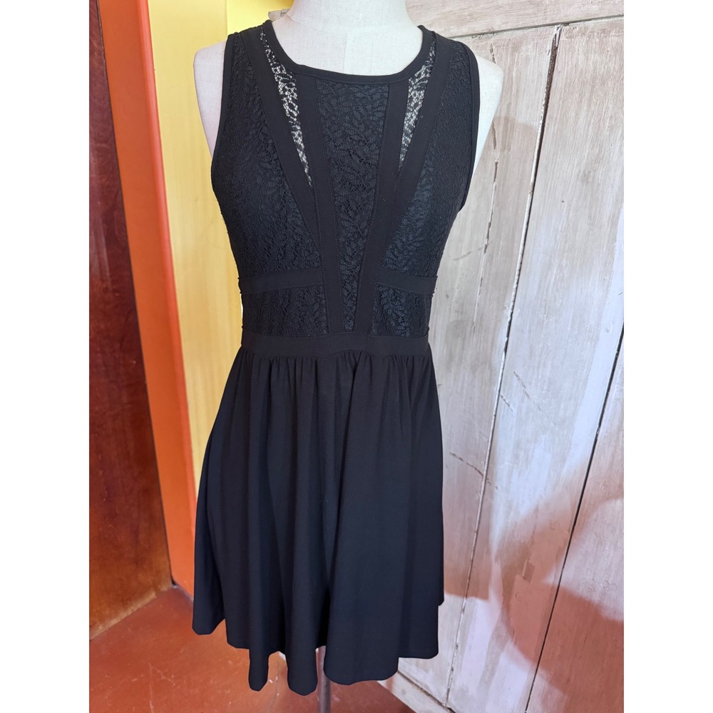 Marilyn Monroe Black Lace Panel Sleeveless Fit and Flare Mini Dress Womens Small